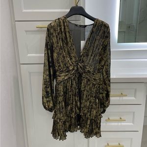 Zara ruffled foil mini dress